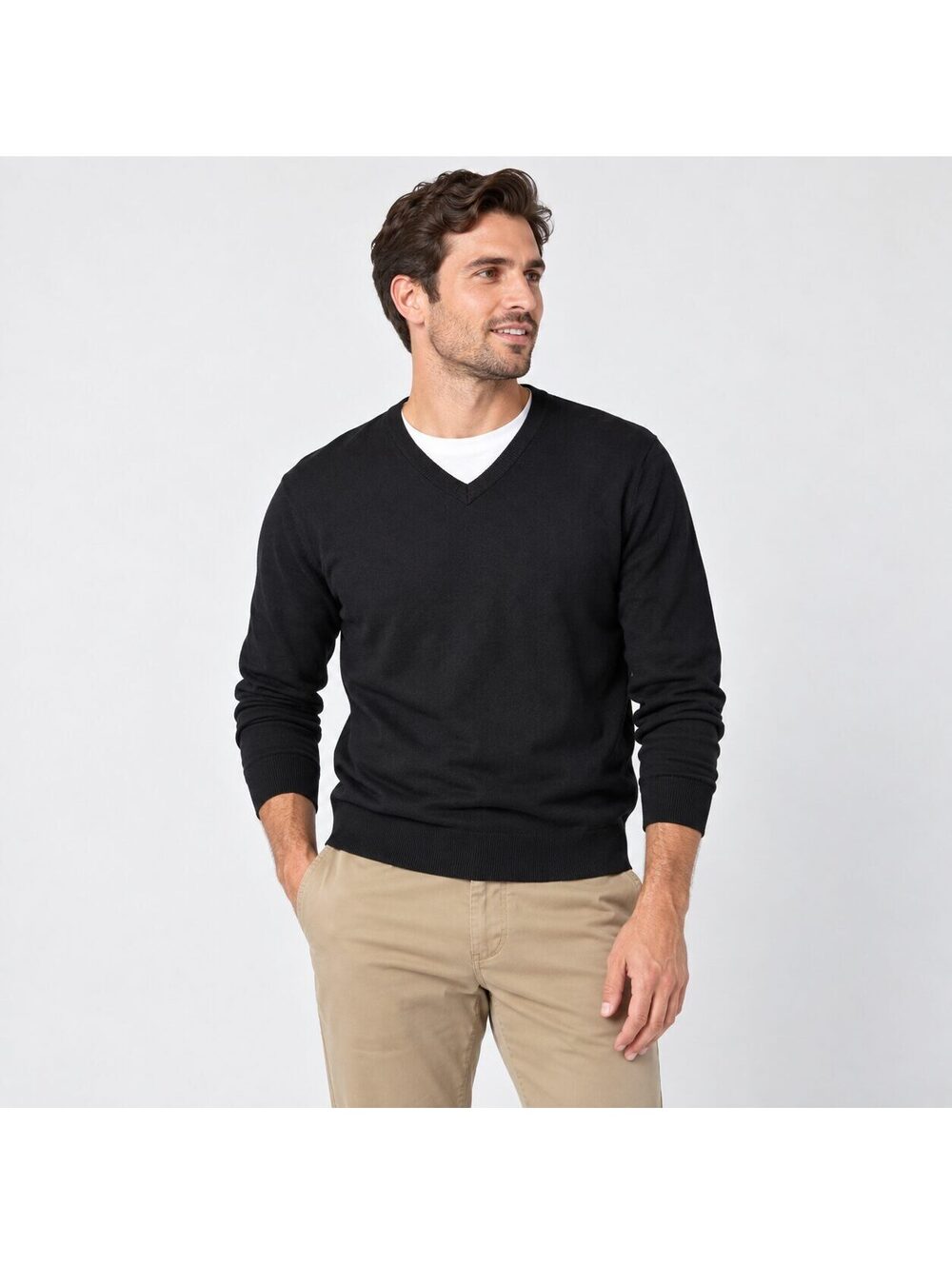 J.Crew Mercantile Men's Merino Wool Blend V-Neck Sweater Black Medium